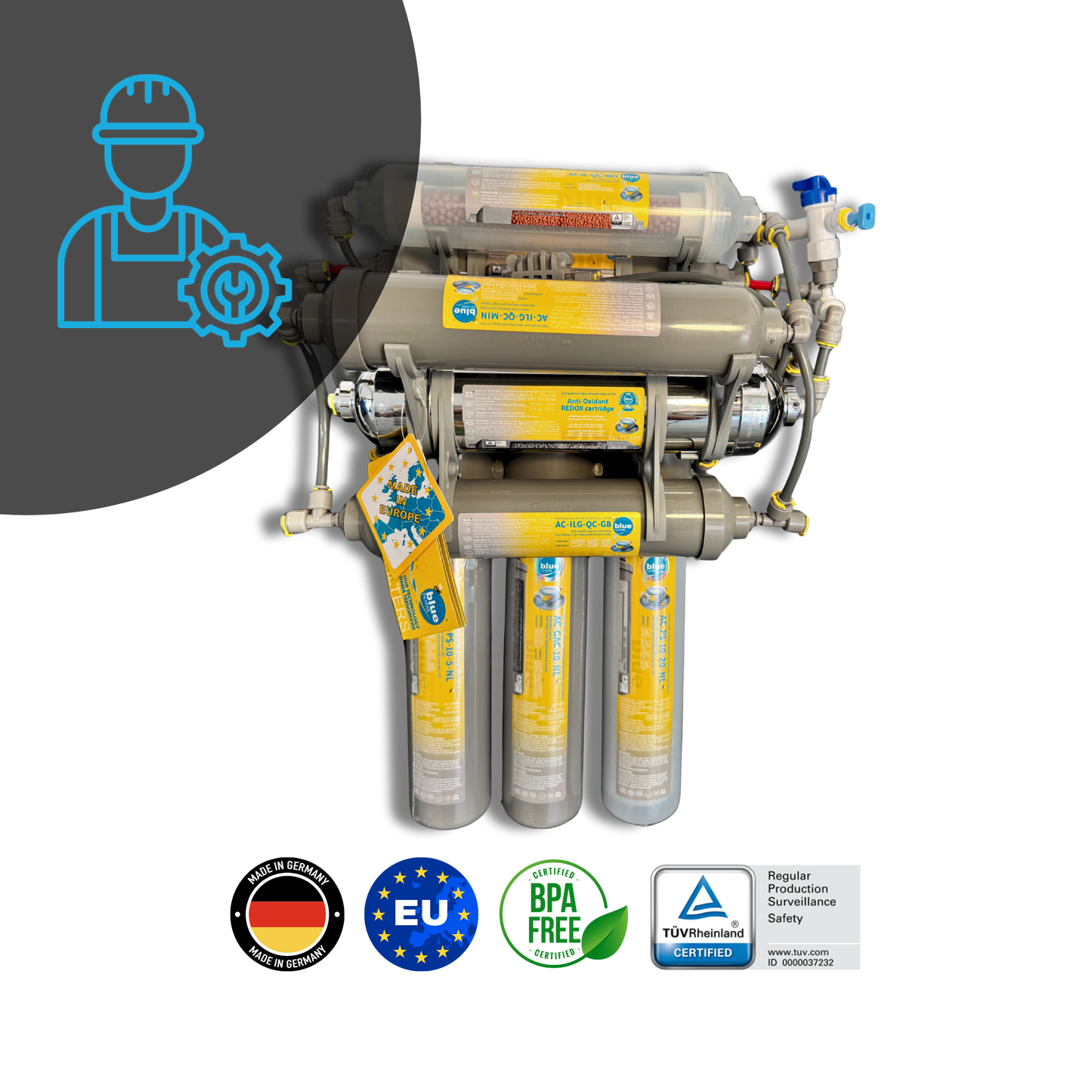 Bluefilters NewLine RO 9 - უკუოსმოსის ცხრა საფეხურიანი სისტემა