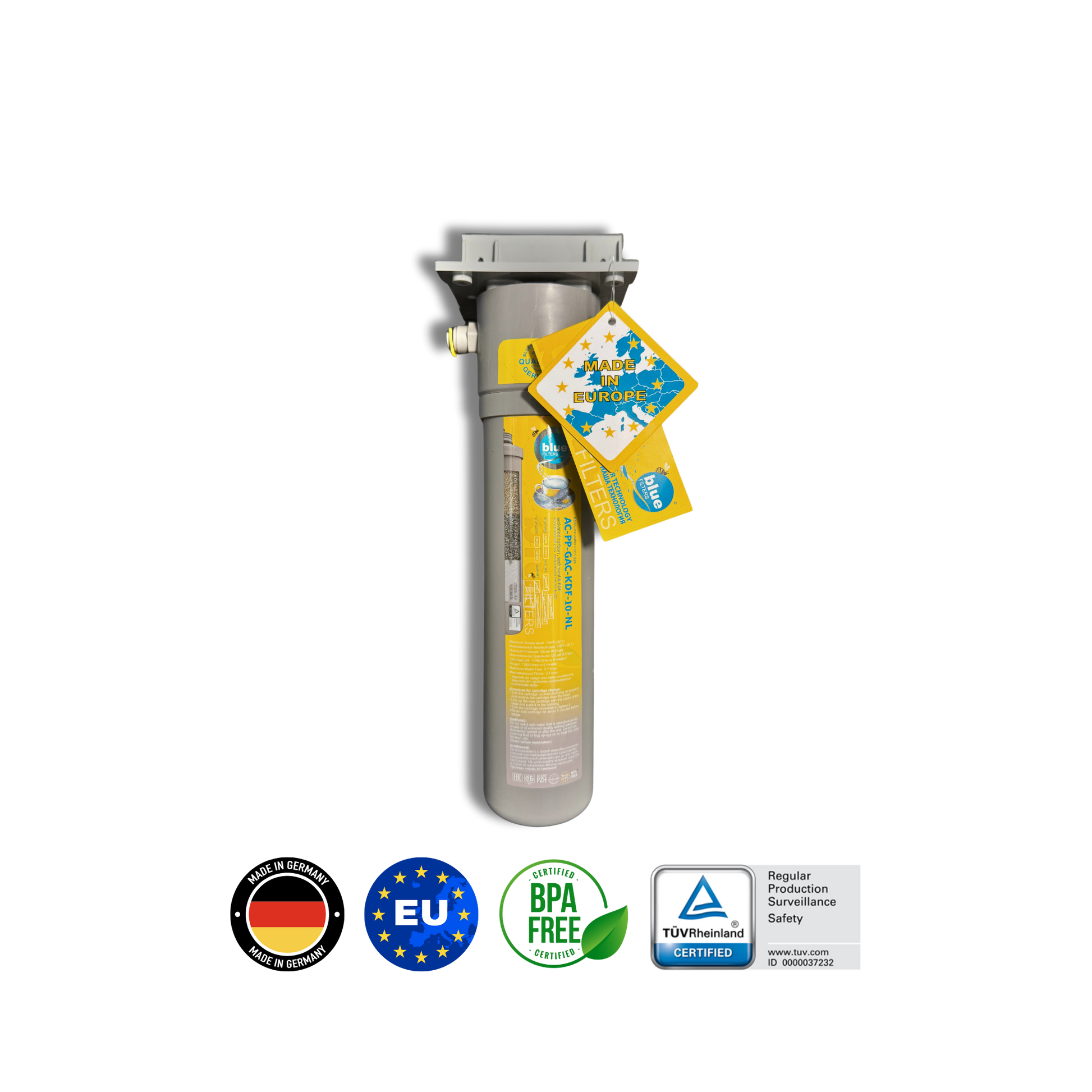 Bluefilters NewLine UPS1 ერთსაფეხურიანი წყლის ფილტრი, გერმანული წარმოება – Bluefilters NewLine UPS1 single-stage filter, German made, premium quality, TÜV & ISO certified. AWF-UPS-1H-NL