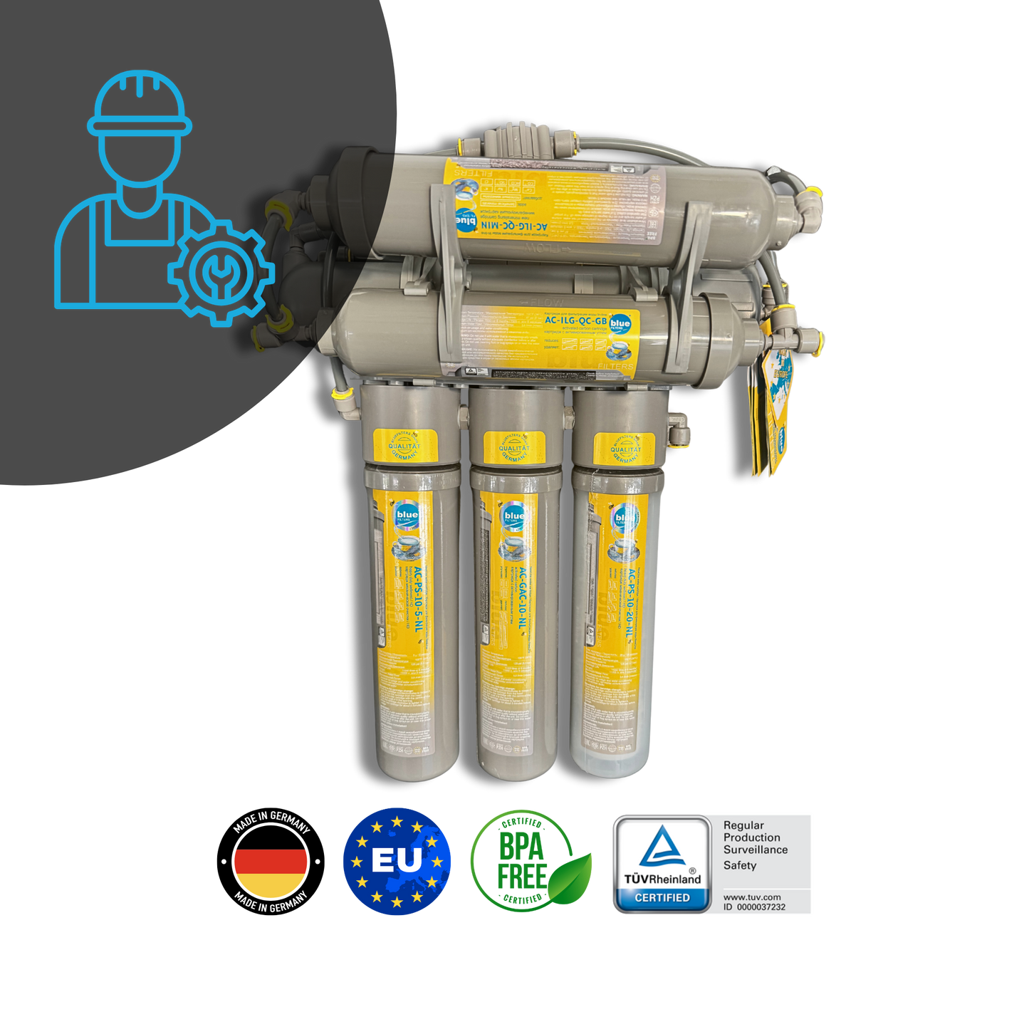 Bluefilters NewLine RO 7 - უკუოსმოსის შვიდ საფეხურიანი სისტემა