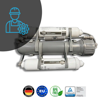 გერმანული Platinum Wasser Ultra 3 RO სისტემა TÜV და ISO სერტიფიკატებით, მაღალი ხარისხის ფილტრაცია ბაქტერიებისა და მძიმე მეტალების გარეშე
