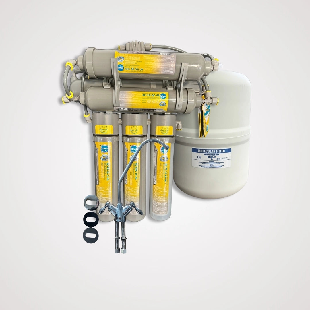Bluefilters RO7 Molecular Filter – 7 საფეხურიანი უკუოსმოსის სასმელი წყლის ფილტრი სრული კომპლექტაციით | Aquarea