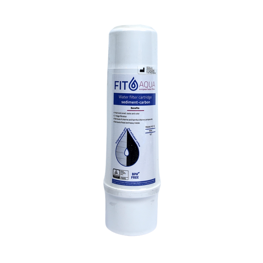 FITaqua ორსაფეხურიანი პოლიპროპილენის და ნახშირის წყლის ფილტრი ერთ კარტრიჯში, რომელიც აშორებს ქვიშას, ჟანგს, მყარ მინარევებს, ქლორს და ორგანულ დამაბინძურებლებს (AC-SC-10)