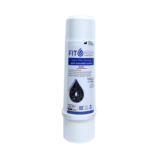 FITaqua გრანულირებული აქტივირებული ნახშირის წყლის ფილტრი, რომელიც აუმჯობესებს წყლის გემოსა და სუნს და აშორებს ქლორს, ტყვიას, ტოქსიკურ მეტალებს და ორგანულ მინარევებს (AC-GAC-10)