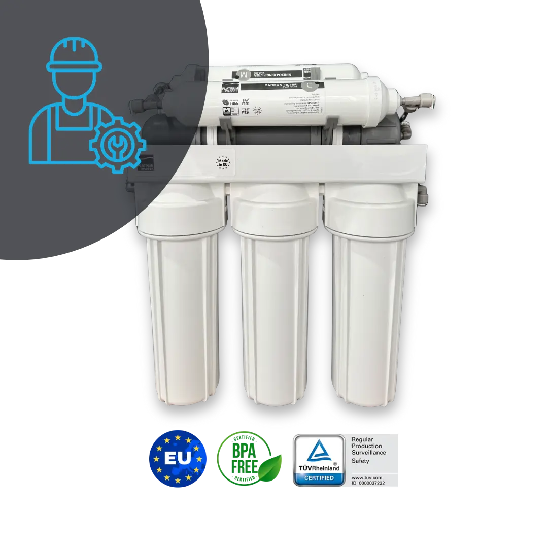 Platinum Wasser Ultra 6 უკუოსმოსის წყლის ფილტრის მონტაჟი სერვისის მიერ